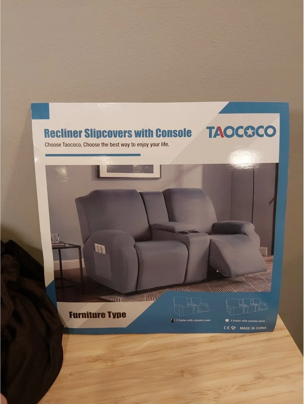 Reclining Loveseat with Middle Console Slipcover, 4 Piece Brown Coffee Stretch